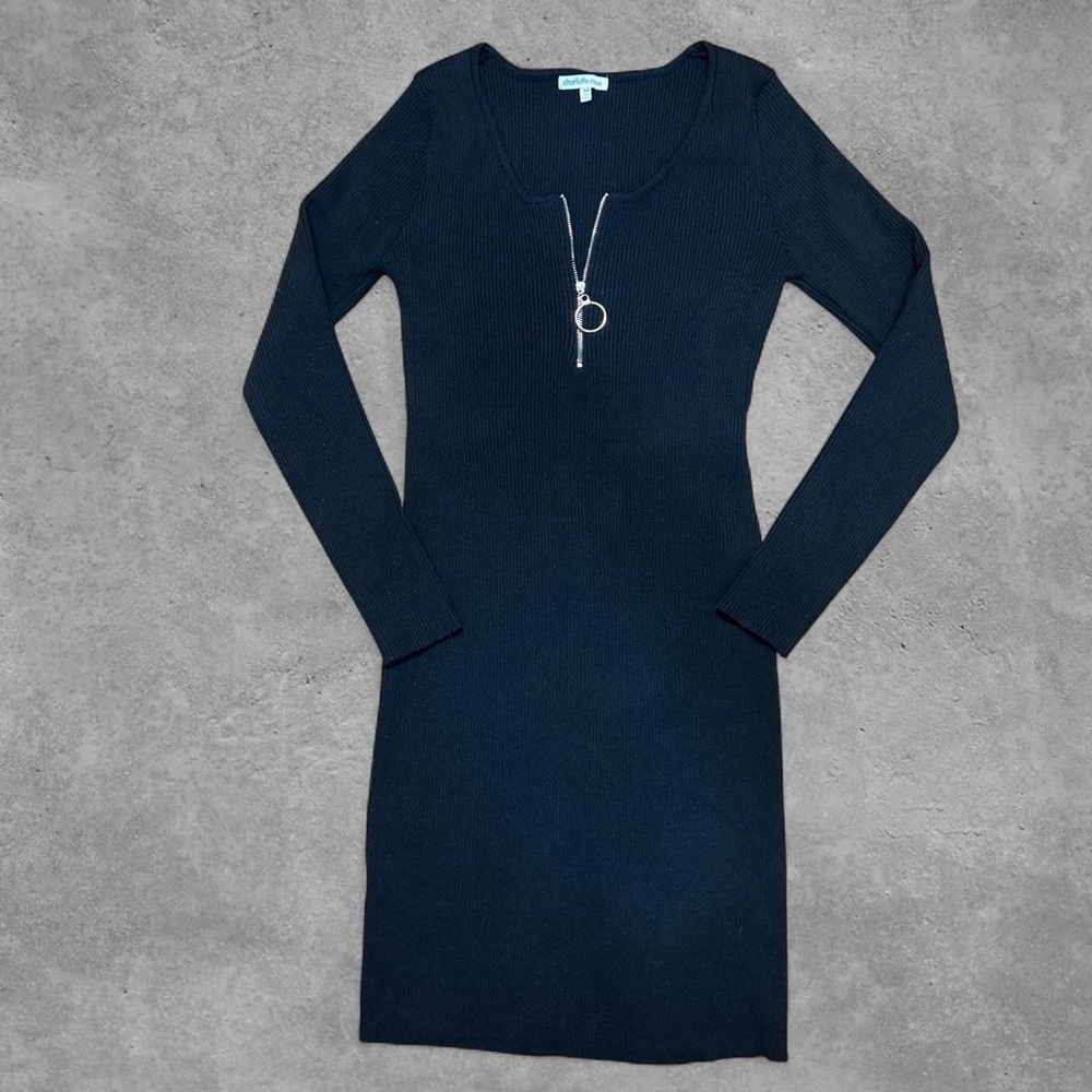 Charlotte Russe Navy Long Sleeve Dress with Zipper